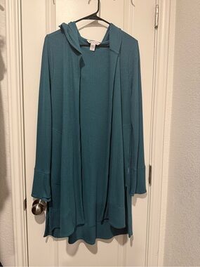Athleta Open Front Hooded Cardigan in Teal